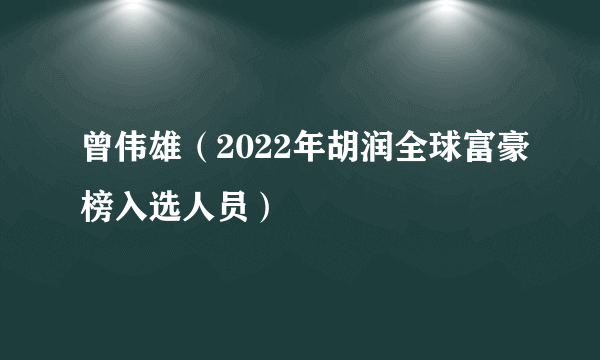 曾伟雄（2022年胡润全球富豪榜入选人员）