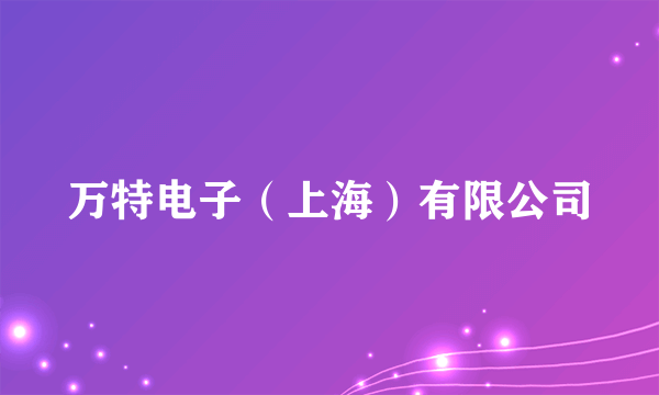万特电子（上海）有限公司