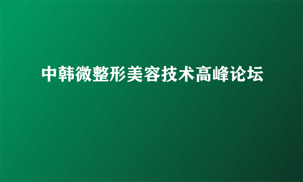 中韩微整形美容技术高峰论坛