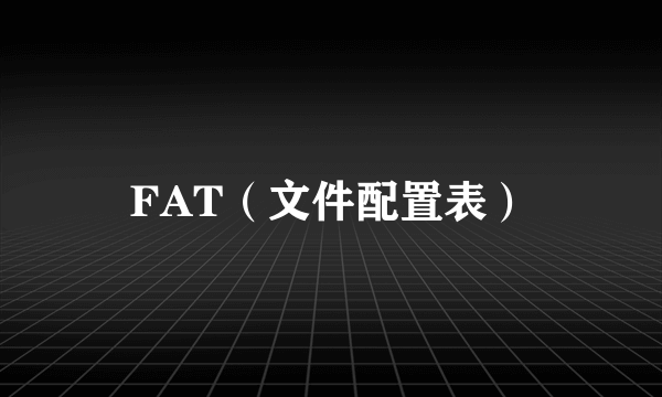 FAT（文件配置表）