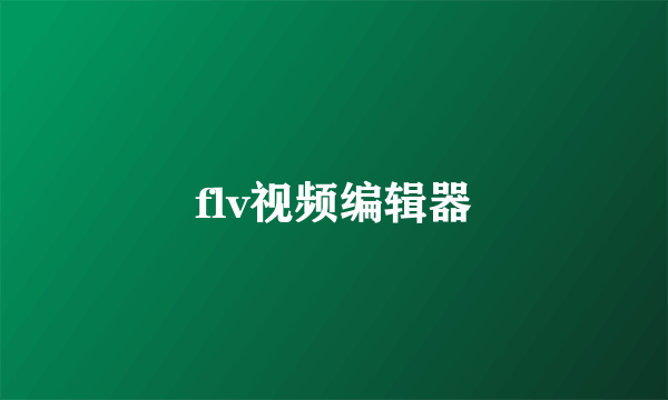 flv视频编辑器