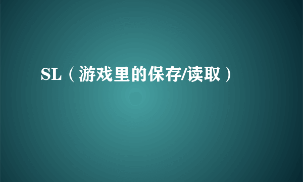 SL（游戏里的保存/读取）