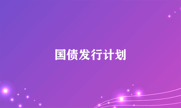 国债发行计划