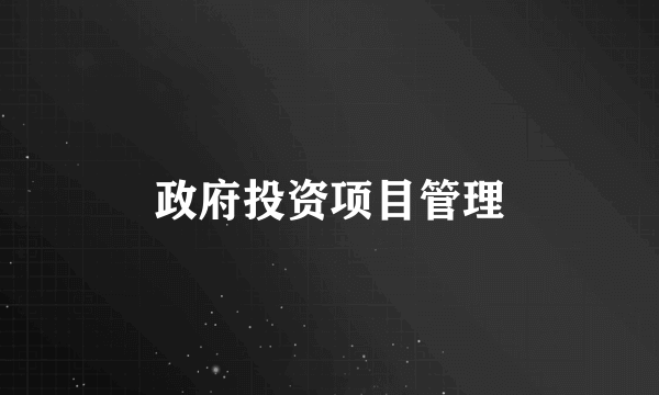 政府投资项目管理