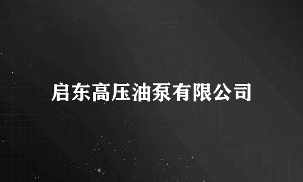 启东高压油泵有限公司