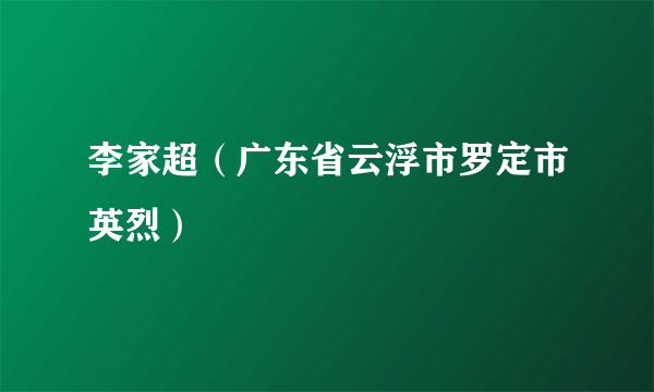 李家超（广东省云浮市罗定市英烈）