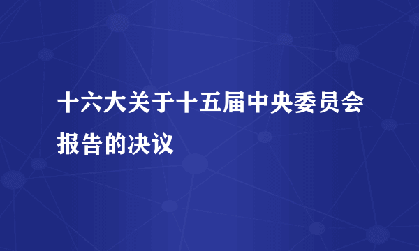 十六大关于十五届中央委员会报告的决议