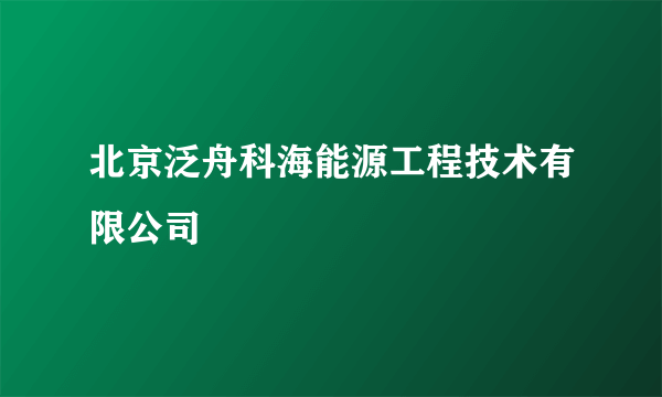 北京泛舟科海能源工程技术有限公司