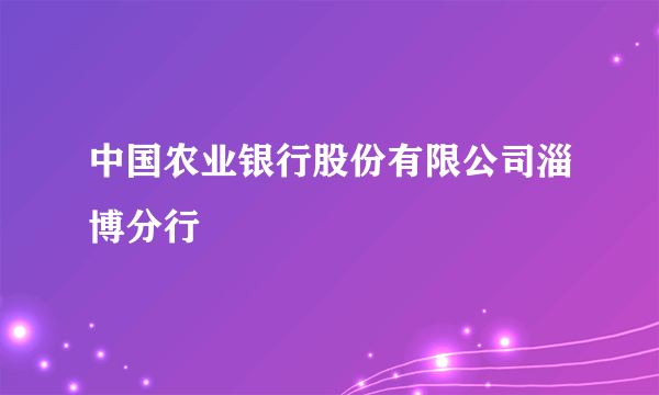中国农业银行股份有限公司淄博分行