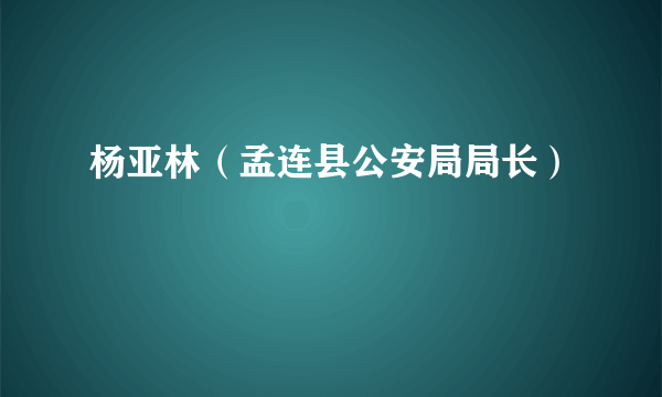 杨亚林（孟连县公安局局长）