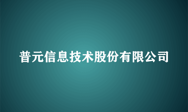 普元信息技术股份有限公司