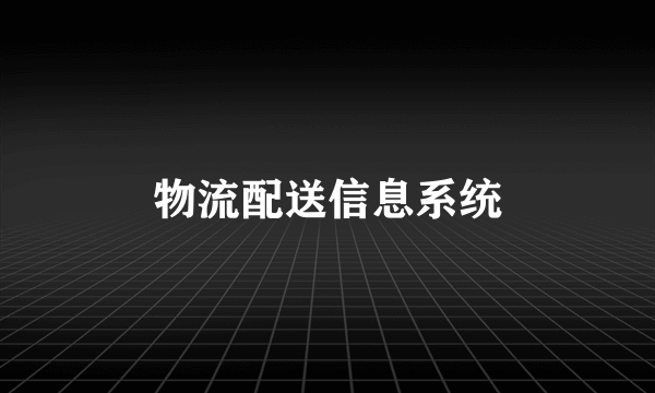 物流配送信息系统