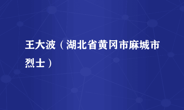王大波（湖北省黄冈市麻城市烈士）