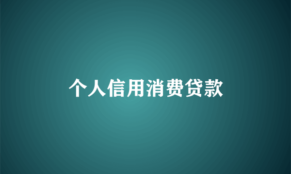 个人信用消费贷款