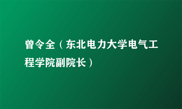 曾令全（东北电力大学电气工程学院副院长）