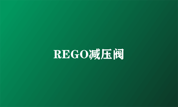 REGO减压阀