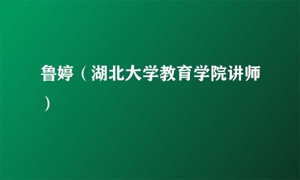 鲁婷（湖北大学教育学院讲师）