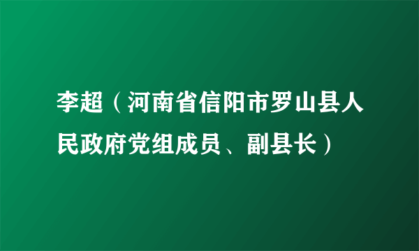 李超（河南省信阳市罗山县人民政府党组成员、副县长）