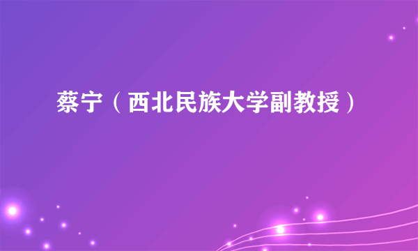 蔡宁（西北民族大学副教授）