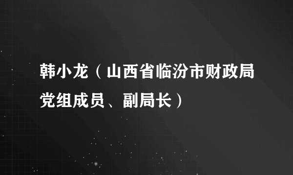 韩小龙（山西省临汾市财政局党组成员、副局长）