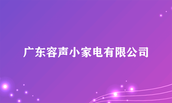 广东容声小家电有限公司