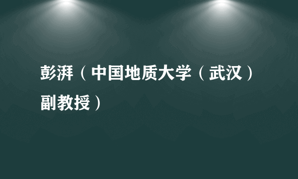 彭湃（中国地质大学（武汉）副教授）