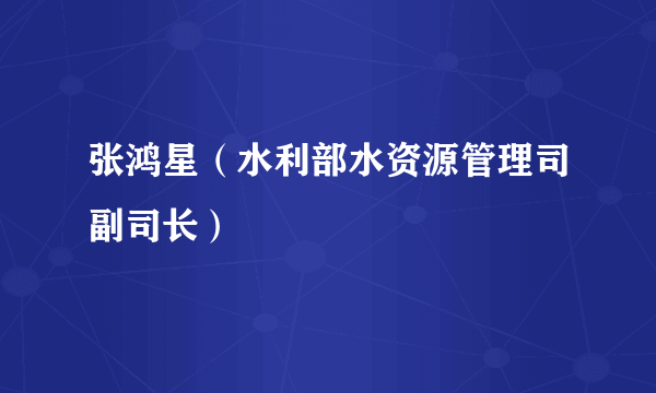 张鸿星（水利部水资源管理司副司长）