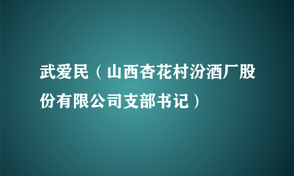 武爱民（山西杏花村汾酒厂股份有限公司支部书记）