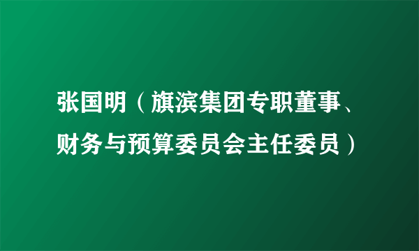 张国明（旗滨集团专职董事、财务与预算委员会主任委员）