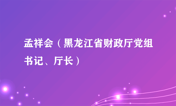 孟祥会（黑龙江省财政厅党组书记、厅长）