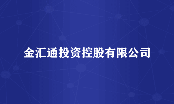 金汇通投资控股有限公司