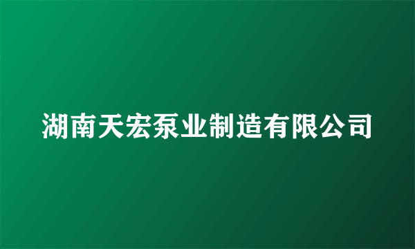 湖南天宏泵业制造有限公司