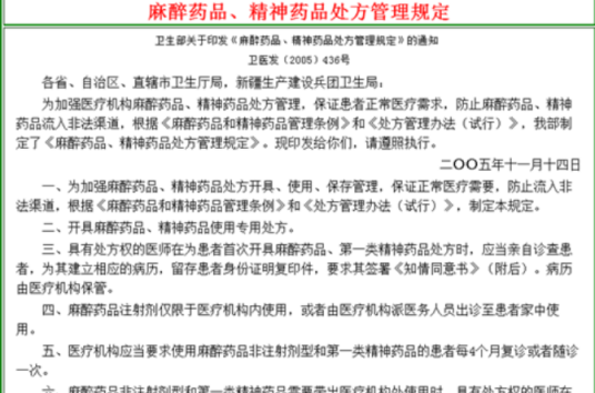 麻醉药品、精神药品处方管理规定