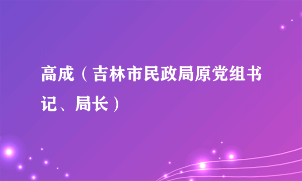 高成（吉林市民政局原党组书记、局长）