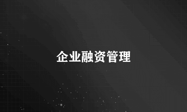 企业融资管理