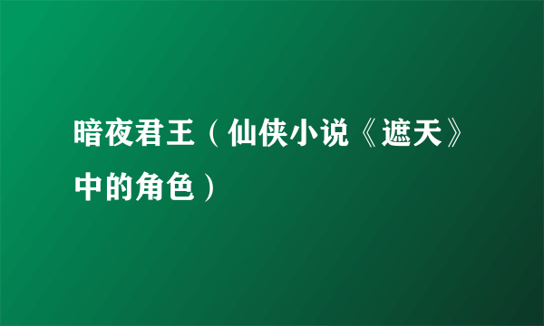 暗夜君王（仙侠小说《遮天》中的角色）