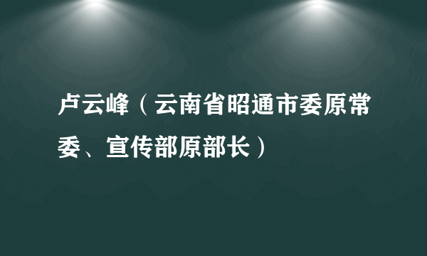 卢云峰（云南省昭通市委原常委、宣传部原部长）