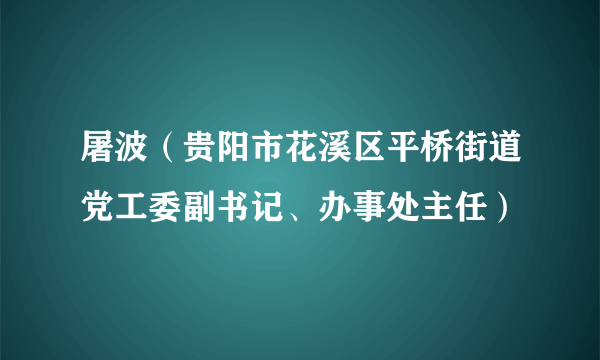 屠波（贵阳市花溪区平桥街道党工委副书记、办事处主任）