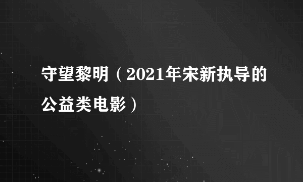 守望黎明（2021年宋新执导的公益类电影）