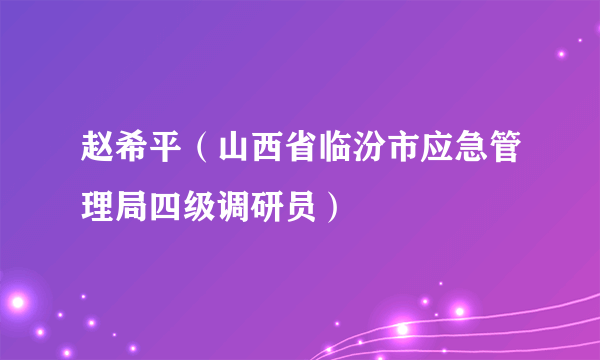 赵希平（山西省临汾市应急管理局四级调研员）