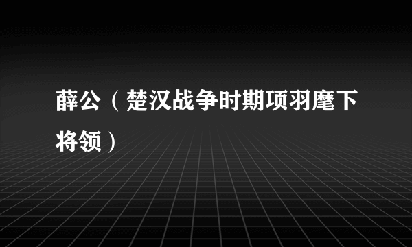 薛公（楚汉战争时期项羽麾下将领）