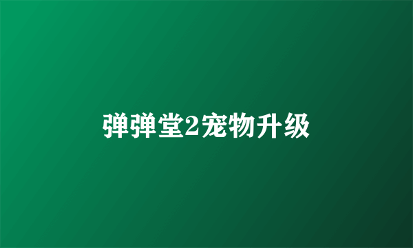 弹弹堂2宠物升级