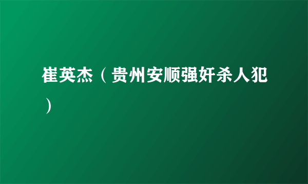 崔英杰（贵州安顺强奸杀人犯）