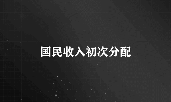 国民收入初次分配