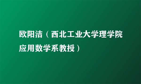 欧阳洁（西北工业大学理学院应用数学系教授）