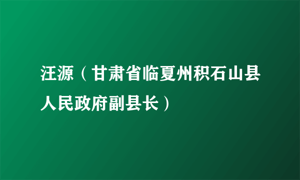 汪源（甘肃省临夏州积石山县人民政府副县长）