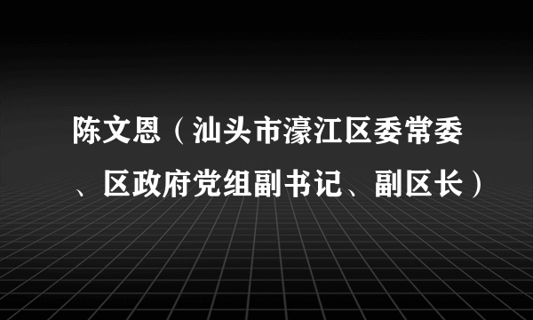 陈文恩（汕头市濠江区委常委、区政府党组副书记、副区长）