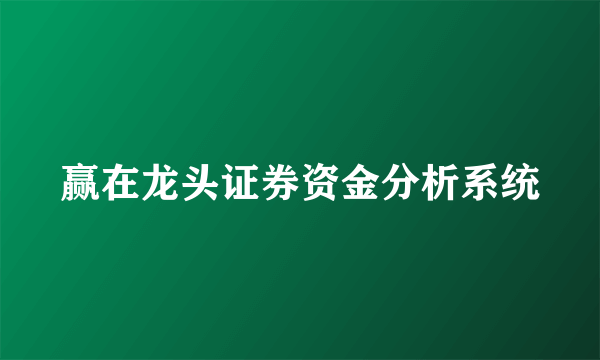 赢在龙头证券资金分析系统