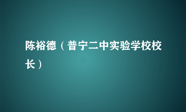 陈裕德（普宁二中实验学校校长）
