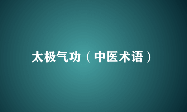 太极气功（中医术语）